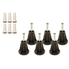 Home Paradise [New Model] Steel Stem Plastic Bed Frame Feet | Set of 6 | Sturdy Bed Frame Legs | Protect Your Floor by Changing Your Bed Wheels with These Bed Frame Glide | Dark Brown (6)