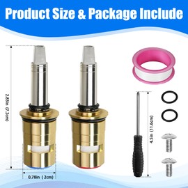 Upgraded 377XKRHJKABNF & 377XKLHJKABNF Long Ceramic 1/4-Turn Cold & Hot Cartridge Kit, Compatible with Chicago Faucets Cartridge, Long Stem for Concealed-Caps