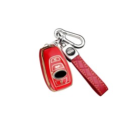 ontto Car Key fob Cover fit for Subaru Forester Impreza Outback WRX BRZ XV Crosstrek Ascent 2014-2022 Key case TPU Key Holder Keyring Key Shell Keychain Protective Accessories 4 Buttons Red