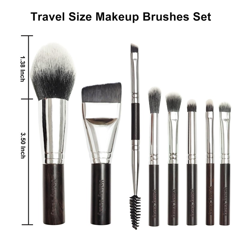 Reise-Make-up-Pinsel-Set, Make-up-Pinsel mit Etui für Foundation, Puder, Concealer, Lidschatten, 8