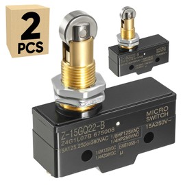 2-Pack Micro Limit Switch with Roller Plunger 15A 250V 1NO 1NC Basic Action Switch Panel Mount Snap Button Type Screw Terminal LXW5 Z-15GQ22-B