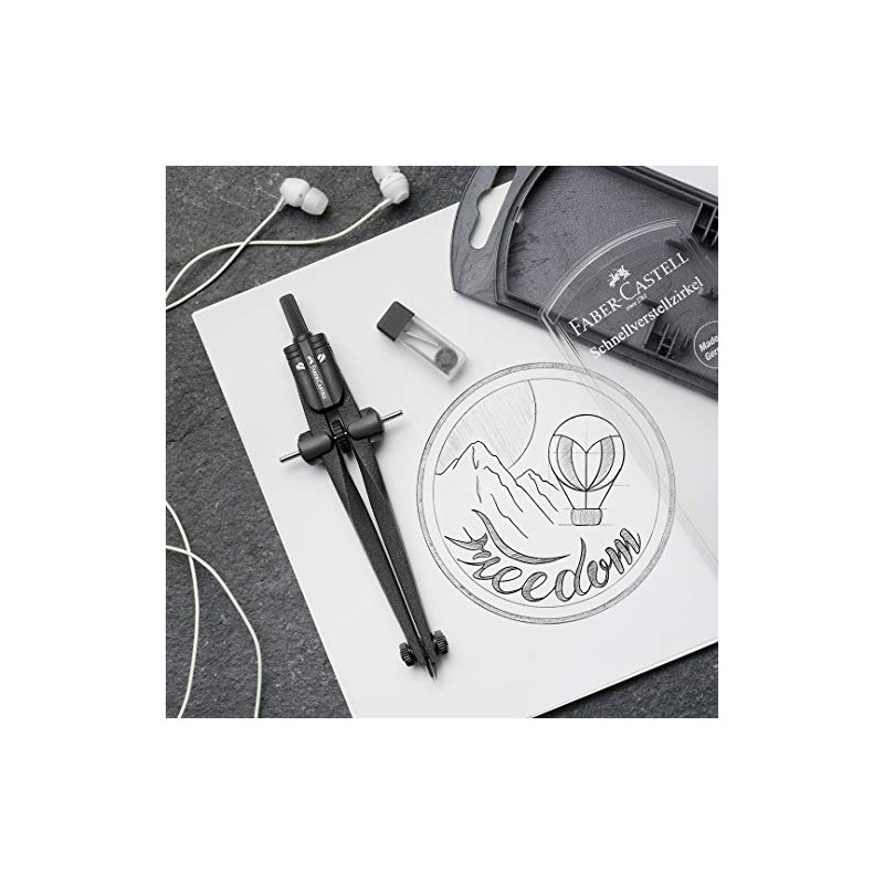 Faber-Castell Stream Quick Set Brújula - Piedra Negra, 174530