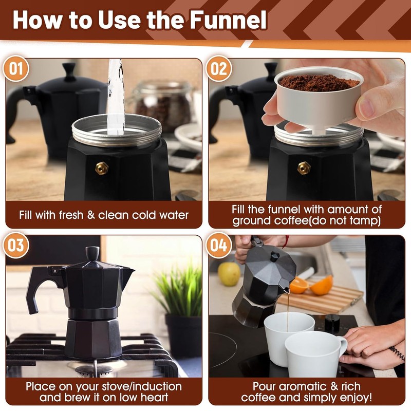 Embudo para olla Moka, embudo de repuesto para cafetera, 6
