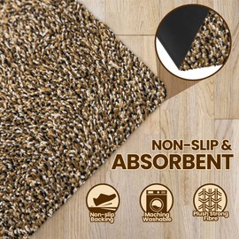 RugMast Premium Microfiber Indoor Door Mat – 20”x30” Washable, Non-Slip Waterproof Backing, Super Absorbent, Multiple Sizes and Colors, Low Profile Entryway Doormat for Door Mat Indoor Entrance