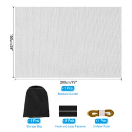 PATIKIL Portable Blackout Curtains, 1 Set 79 x 59 Inch Polyester Thermal Window Drapes 100% Shading Rate for Attic Living Room Bedroom, White-grey