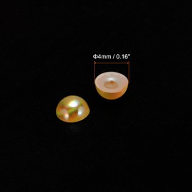 HARFINGTON 300 perlas de espalda plana de 4 mm de plástico ABS de media cúpula redonda, abalorio de imitación para manualidades, zapatos, decoración, ropa, marcos de fotos de boda, Navidad, dorado y