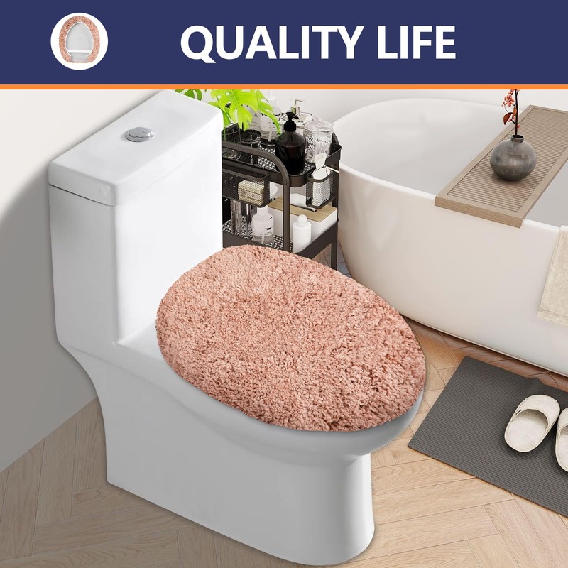 Baahrnom Microfiber Elongated Toilet Seat Cover 19.5"x 15" Machine Washable