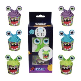 PME Cupcake Decorating Kit with Edible Toppers, Alien Invasion