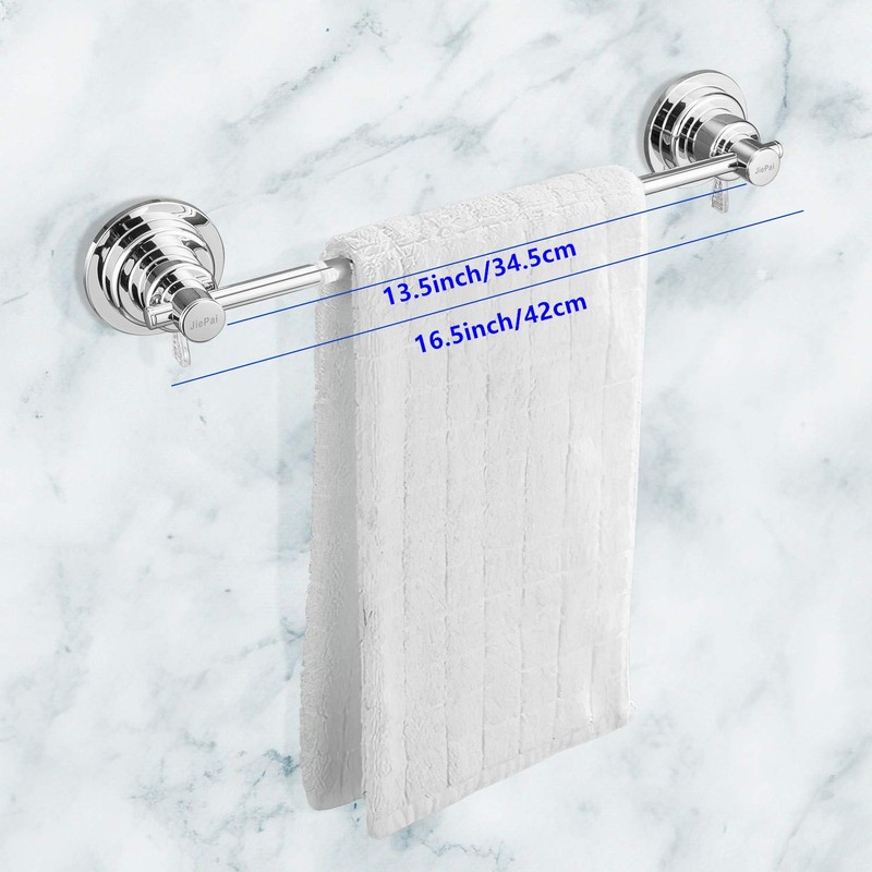 JiePai Suction Cup Towel Bar 16 Inch,Removable Vacuum Suction Towel