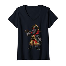 Womens Cartoon Pirate Character Illustration For Kids V-Neck T-Shirt