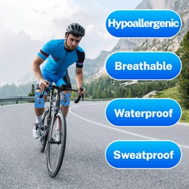 LiangMai Pack of 10 Precut Kinesiotapes Knee, Pre-Cut Kinesiology Tape, Sports Tapes, Blue Kinesiotape, Waterproof & Skin-Friendly, Professional Physio Tape for Knee Pain, Knee Posture Correction