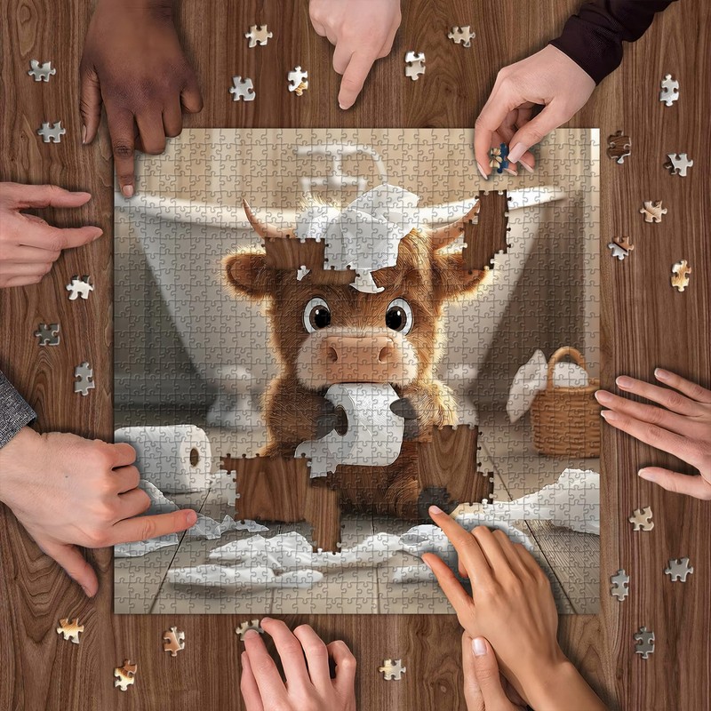 Highland Cow Puzzles for Adults 1000 Pieces,Cute Cow Jigsaw Puzzle,