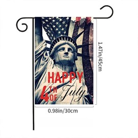 4th of July 12×18 Inch Double Sided Burlap Yard Flag for Independence Day Red And Blue Flag Flowers And Butterfly Welcome Garden Flag Holiday Outdoor Decoration Patriotic Garden Flag
