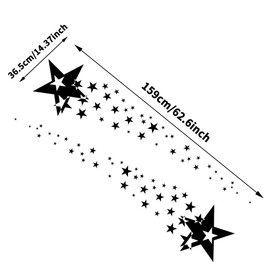TOMALL 1 Pair 62.6'' Stars Graphics Vinyl Decals for Car Body Door Sides Universal Waterproof Stars Stickers Decoration for Vehicles SUV Truck Off-Road Home Wall (Black)