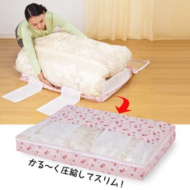 Astro 197-05 Single Size, Pink Cherry Blossom Pattern, Non-woven Fabric, Storage Box, Clear Window, Slim, Thin, Gently Compressible