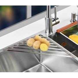 Ahyuan Corner Sink Dish Drainer Over The Sink Dish Drying Rack Corner Dish Rack SUS304 Cubic Stainless Still Kitchen Sponge Holder Corner Sink Sponge Caddy Dish Rack (Gray)