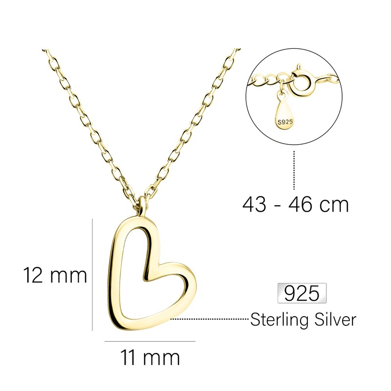 Sofia Milani - Women's Necklace 925 Silver Heart Pendant, Gold
