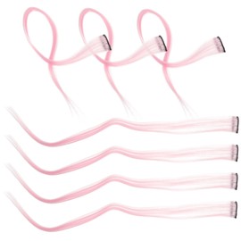 PACKOVE 10pcs Heat Resistant Clip-In Hair Extensions for Women and Girls Pink Synthetic Hairpieces for Daily Use and Special Occasions