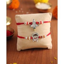 Traditional Set of 2 Rakhi for Brother | Rakhi for Small Brother Sister| Astronaut Rakhi for Brothers Bhaiya Bhabhi | Designer Bro Rakhi for Brother | VRDUK09