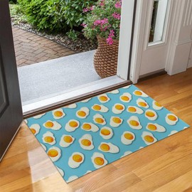 UNDAHIS Funny Fried Egg Indoor Door Mat, Non Slip Cute Eggs Doormats for Living Room Kitchen, Non-Woven Fabric Welcome Mat for Entrance Office Home, Decorative Floor Rug Gifts 17x29.5in