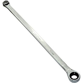 AERZETIX - C45618 - Bi-hexagon double eye/ring with flat wrench 12mm - up to 12mm ratchet extra long metric 12 sides - length 33cm - straight/polished handle - made of CR-V steel