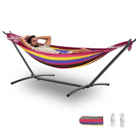 ANAGOO Double Hammock, Heavy Duty Portable, 500 lb Weight Capacity, Perfect for Both Indoors and Outdoors, 2 Person Hammock with Carrying Bag, Wide Red
