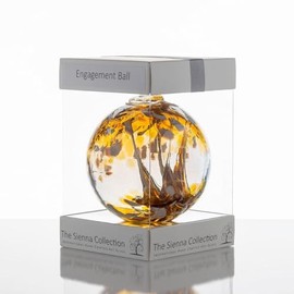 Engagement Gift Spirit Ball, 10cm, Gold with glass strands inside, gift boxed with ribbon and gift tag