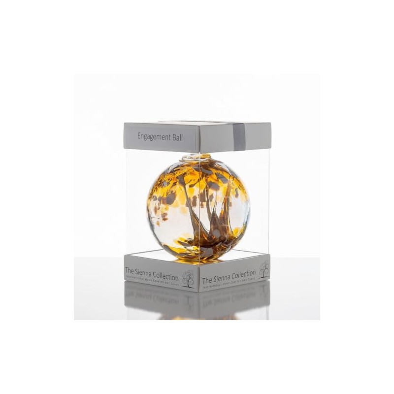 Engagement Gift Spirit Ball, 10cm, Gold with glass strands inside,