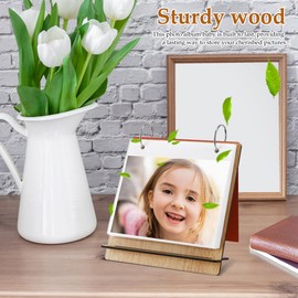 VILLCASE Calendar Slip-in Album, Desk Photo Album, Wooden Photo Album, 25 Pictures, for Home, Office