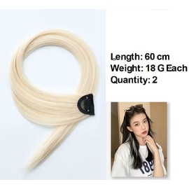 2 x Clip-In Hair Extension Highlights Streaks, Colourful Hair Highlights (One Clip Blonde x 2)