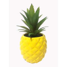 Porcelain Potted Artificial Succulent 7.8" Pineapple (Yellow) Home office Tabletop Decoration