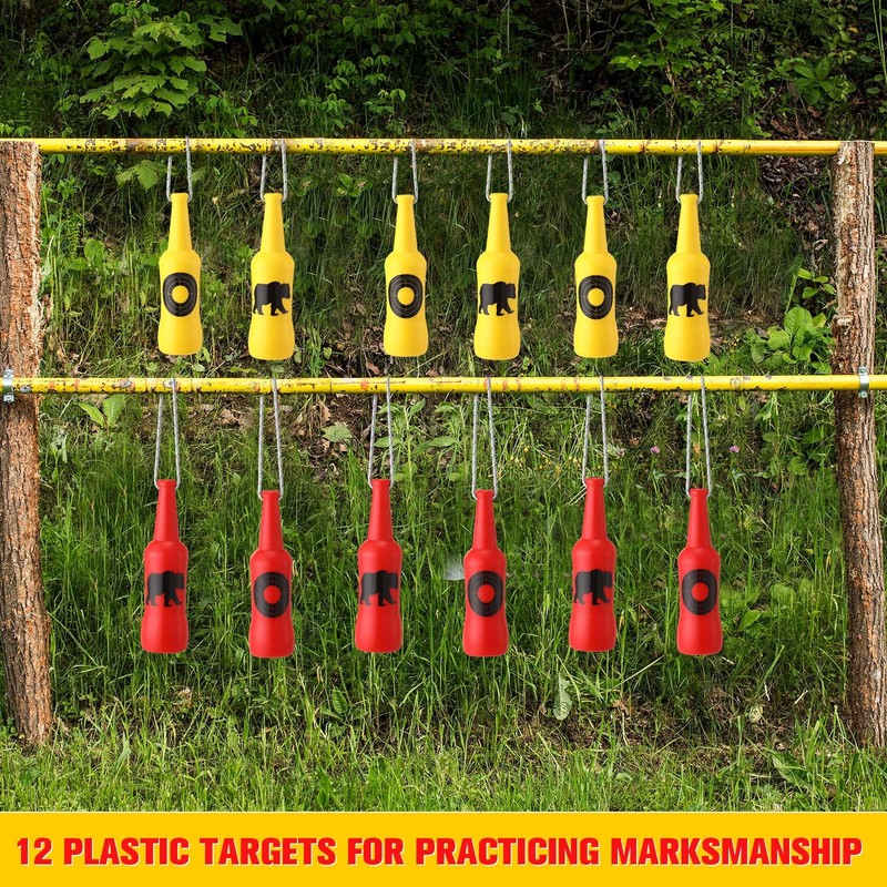 Gemscream 12 Pack Plastic Bottle Targets Shatterproof Bottle with Rope