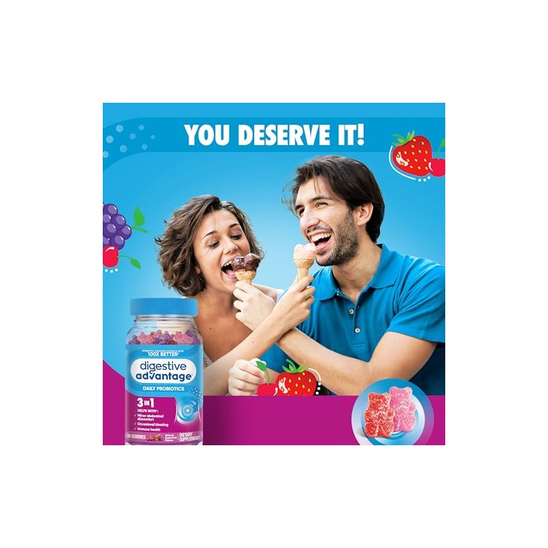 Digestive Advantage Superfruit Blend Probiotic Gummies - Survives Better than