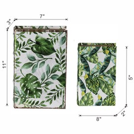 Udorich Elegant Storage with Botanical Green and White Book Boxes, Vintage Style, Set of 2 for Home or Office