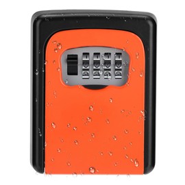 ZHEGE Key Box Wall Mounted Lockbox, 4 Digit Combination Key Safe Box Small, Weatherpropof Key Lock Box for Spare Key Storage at Home Garage AirBnB Office, Orange
