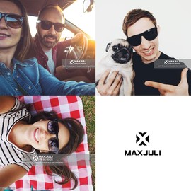 MAXJULI Polarized Sunglasses for Men Women, Tr90 Durable Frame Retro Vintage Sun Glasses (Black)