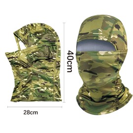 Motorcycle Balaclava, Face Cover, Breathable Sun Protection, Balaclava, Full Face Mask, Elastic, for Motorcycle, Cycling, Outdoor Sports, Summer Mask for Men and Women, Camouflage, Green, L