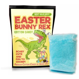 Easter Bunny Rex Cotton Candy - Funny T-Rex Easter Basket Idea for Boys and Girls Blue Gluten-Free Made in the USA Gears Out