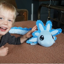 SENSORY4U Weighted Blue Axolotl Stuffed Animal - 22 Inches Long - Super Soft Cute Plush Axolotl Plush - 2.5lbs Weight for Comfort - Durable, Comfy Weighted Plushie Toy for Kids & Adults