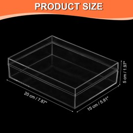 PATIKIL Acrylic Box with Lid 7.87" x 5.91" x 1.97", Clear Acrylic Display Box, Plastic Square Cube Container, Storage Organizer for Candy, Small Gems, Artwork Display