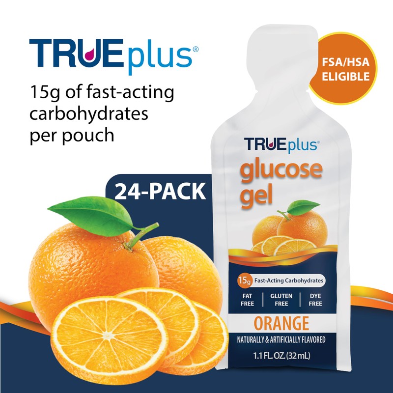 TRUEplus Glucose Gel, Orange Flavor - Gel Pouch - 24