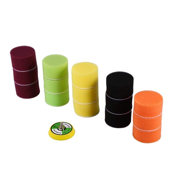 50 mm polierschwamm,Tbest Polierschwamm Kit,16 Stück 2" Schwamm Polierscheibe Flachpolierscheibe