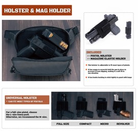 SHANGRI-LA Tactical Fanny Pack for Men and Women, Low-Profile Waist Bag, Holster Included, Multi-Use for Hiking, Travel, EDC