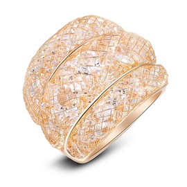 Mytys Mesh Crystal Net Cubic Zirconia Cooktail Ring for Women 18k Rose Gold Rings Size 6