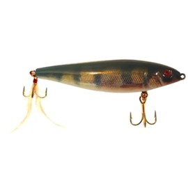 5" Wood Boog Top Water Fishing Lure Bass Duck Lure Bomber Wooden Plopper Twirling Floating Lures (5" Yellow Perch Silent)