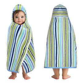 ORIGINAL KIDS Hooded Baby Towel for Newborn - 100% Cotton Large Baby Bath Towels with Hood for Boys, Girls, Infants, Toddler - Extra Absorbent & Soft Newborn Bath Essentials - Large 24x30 - Blue Multi