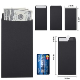 200 Pack Cash Envelopes 3.5x6.7 Fit for Envelope Money Saving Challenge, 120 GSM Thick Money Envelopes for Cash, Budgeting, Check, Coin, Tickets, Jewelry, small items & collectables (Black)