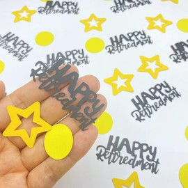 100PCS Happy Retirement Paper Confetti, Star Retirement Party Decorations Black Happy Retirement Confetti for Women Men