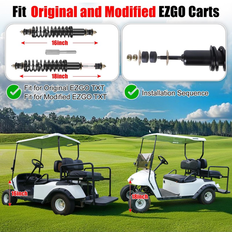 2 Packs Front and Rear Golf Cart Shock Absorbers Replacement
