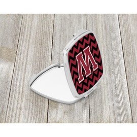 Caroline's Treasures Letter W Chevron Garnet and Black Compact Travel Mirrors, Multicolor